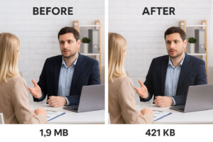 Side-by-side comparison of a high-resolution image file and a compressed web-optimized version