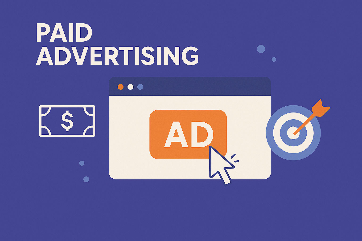 Digital advertising funnel showing ad platforms, landing page, leads, and ROI
